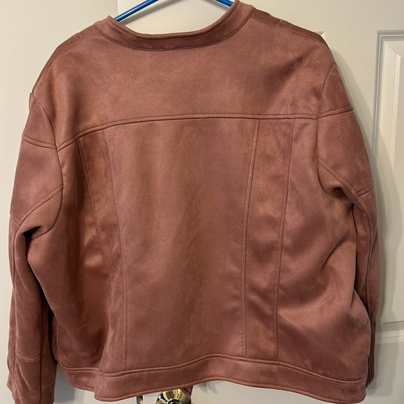 NWOT Mauve Colored Mandarin Collar Faux Suede Zippered Jacket w/Silver Hardware - Picture 5 of 6